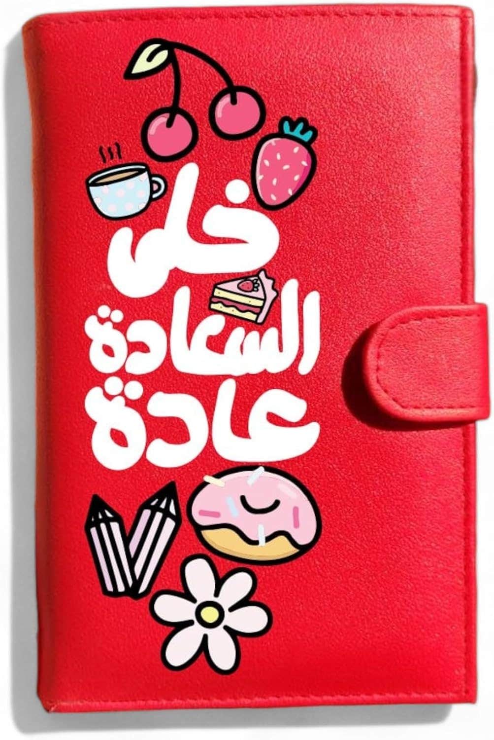 Leather Wallet For Girls, One Sided Printing, Shape 13, 11x17 cm - Red