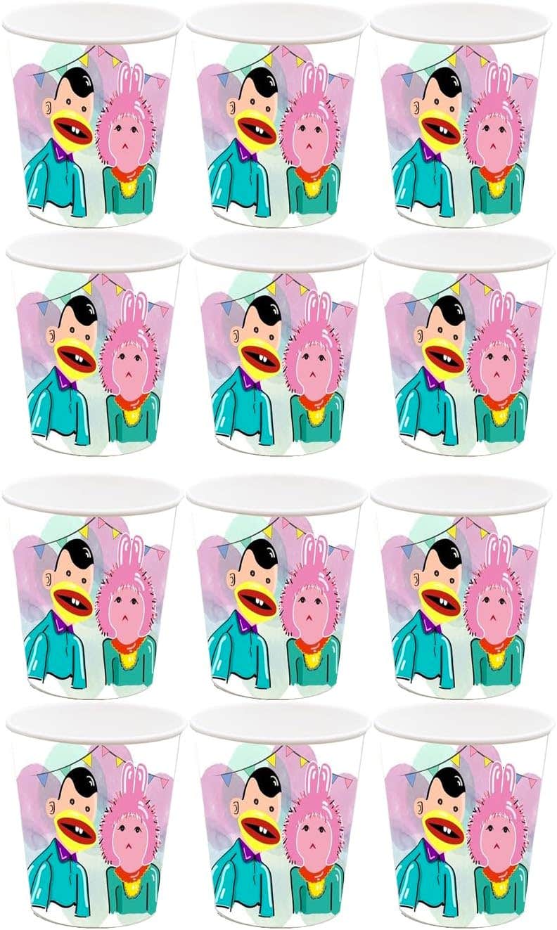 Ramadan Kareem Design Colorful Paper Ramadan Party Cup, 300Ml, 12 Pieces - Multicolor
