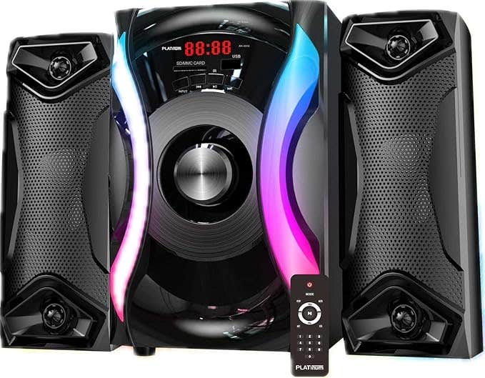 Platinum AH-4004 Sub Woofer Set, Bluetooth, 3-Speaker, USB, LED Light, Remote Control - Black