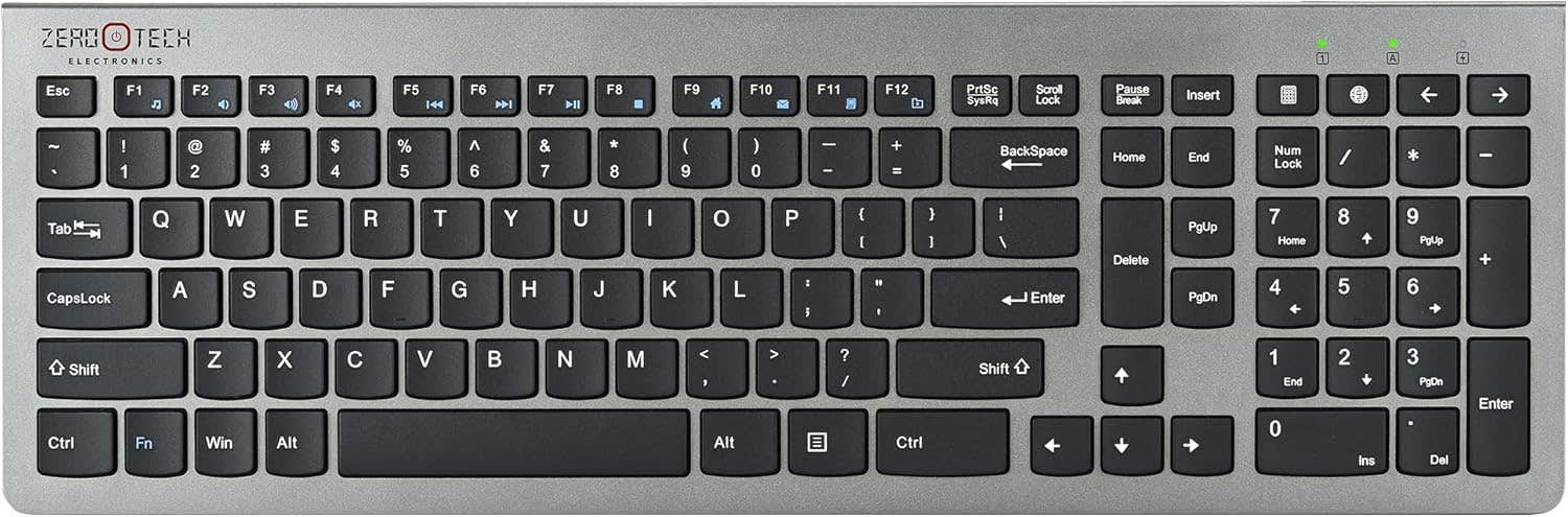 Zerotec Wireless Keyboard, compatible with Windows and Mac systems, ZPCK-WLAAAGK - Gray/Black