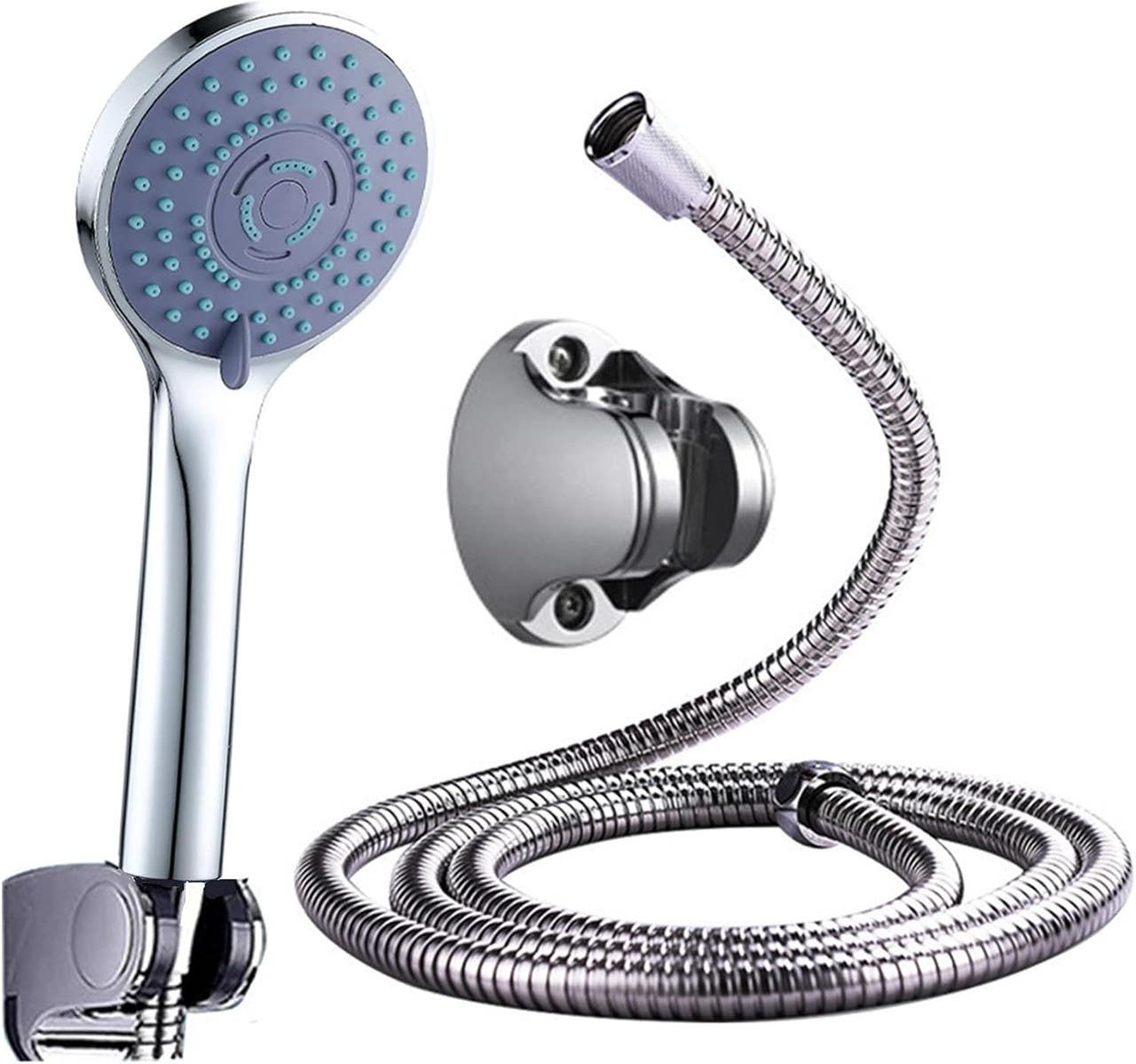 High-pressure handheld shower head, 5 spray patterns, water-saving shower head with 6-inch shower hose and holder, lightweight handheld shower for bathroom
