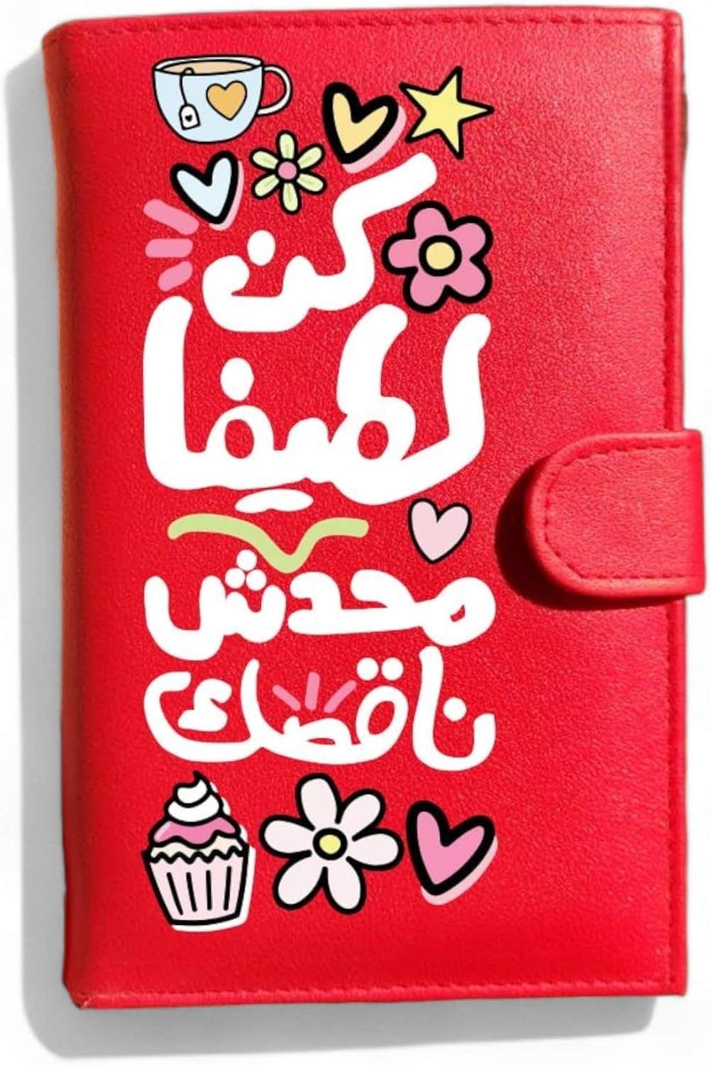 Leather Wallet For Girls, One Sided Printing, Shape 19, 11x17 cm - Red