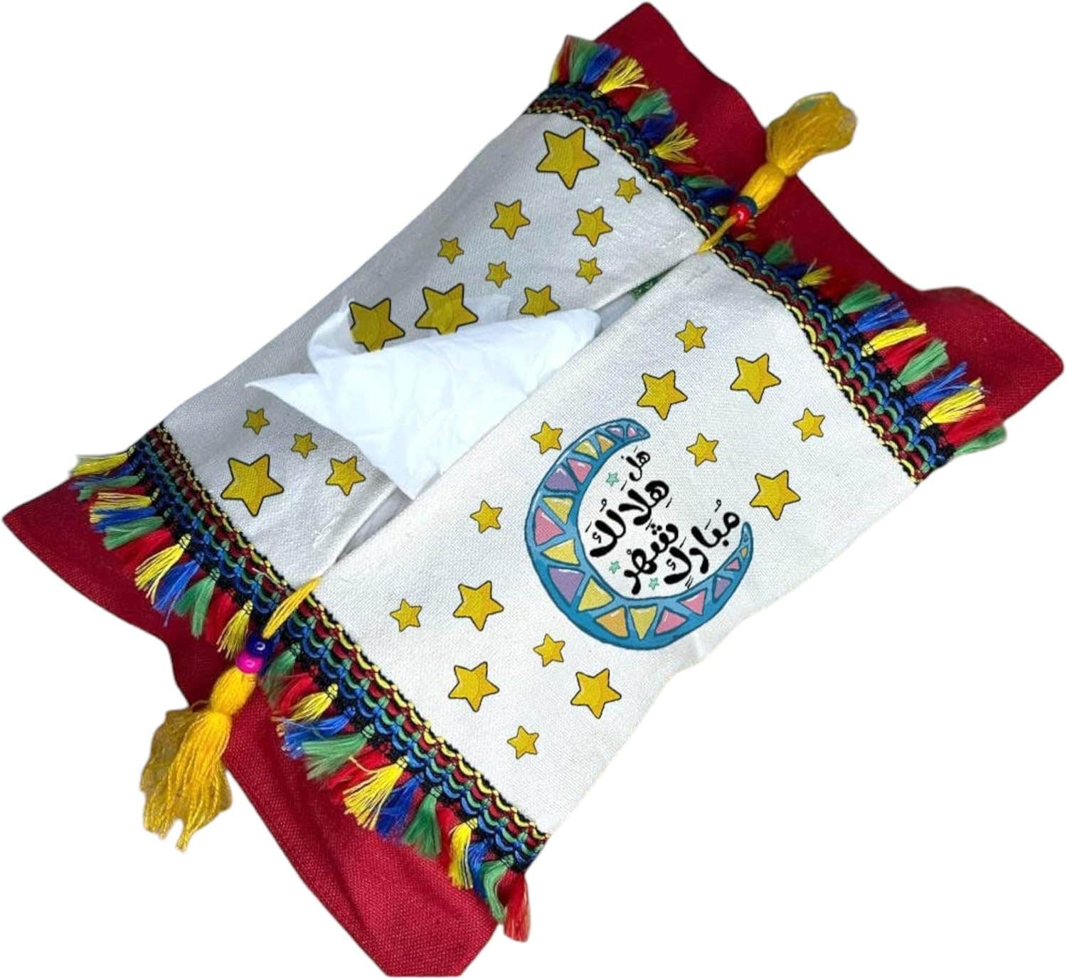 Cotton Tissue Holder, Shape 40, 22x34 cm - Off White Red