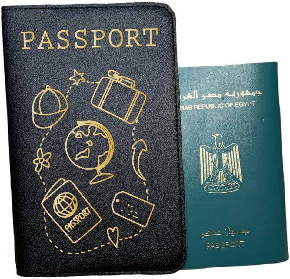 Leather Passport Cover, One Sided Printing, Shape 9 - Black