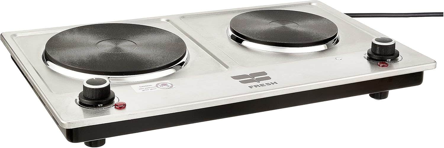 Fresh EC01-2HP Hot Plate Cooker, 2 Plates, Stainless Steel, 2500 Watt - Silver