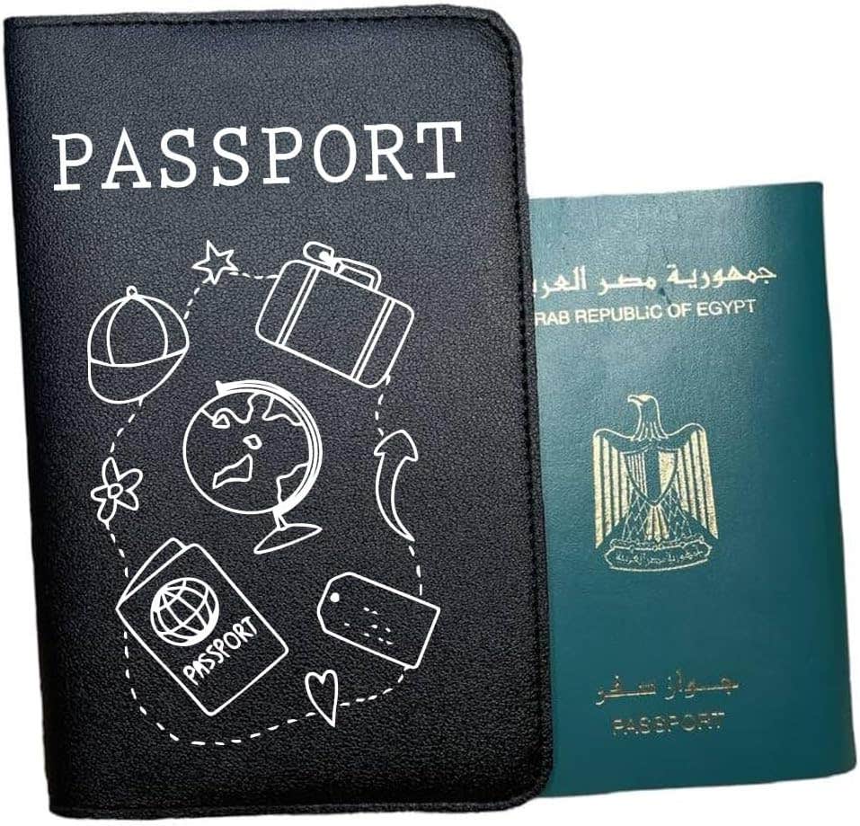 Leather Passport Cover, One Sided Printing, Shape 7 - Black