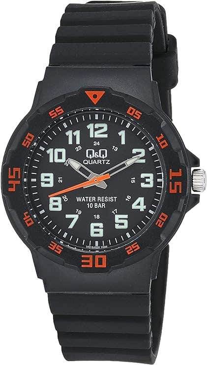 Q&Q VR19J008Y Round Analog Casual Watch For Men, M /26 - 39 mm - Black