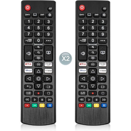Remote Control, Compatible with LG Screens, 2 Pcs- Black