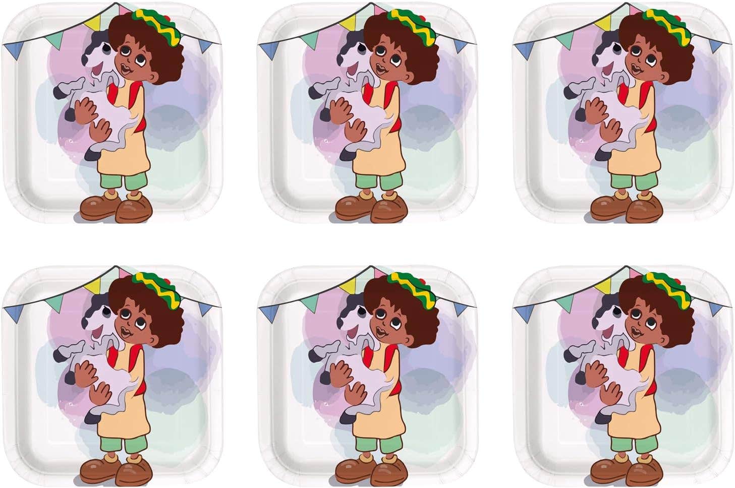 Ramadan Kareem Design Colorful Paper Birthday Party Plate, 24X24cm, 6 Pieces - Multicolor