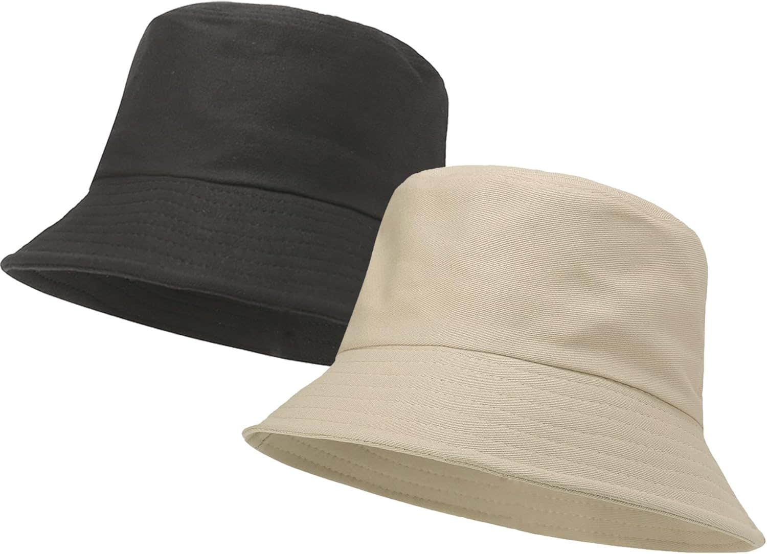 Lpmoera Elegant Fabric Bucket Hat, One Size, 2 Pieces - Khaki Black