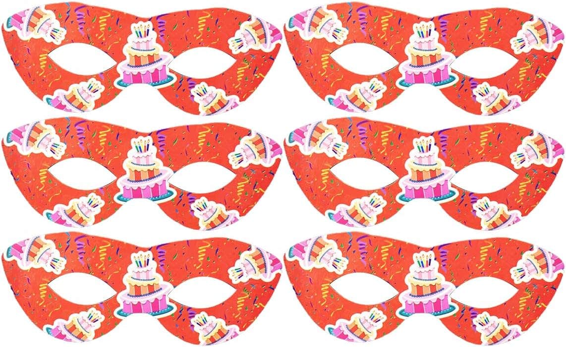 Colorful Paper Party Mask, 6 Pieces - Multicolor