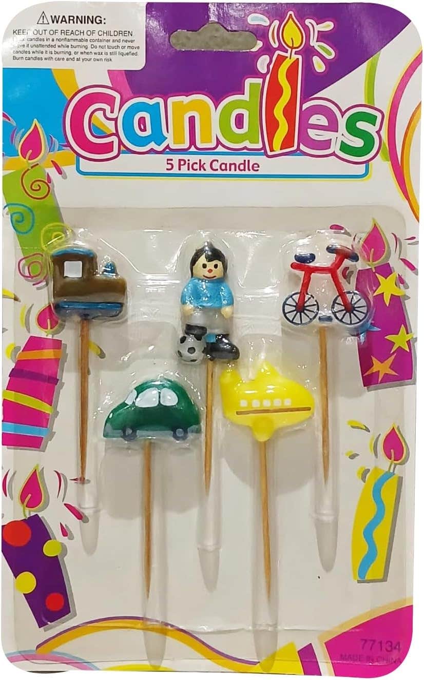 Decorative Birthday Candles, 5 Pieces - Multicolor