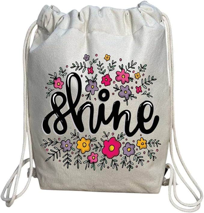 Cotton Drawstring Bag, One Sided Printing, Shine, 40x50 cm - Off White