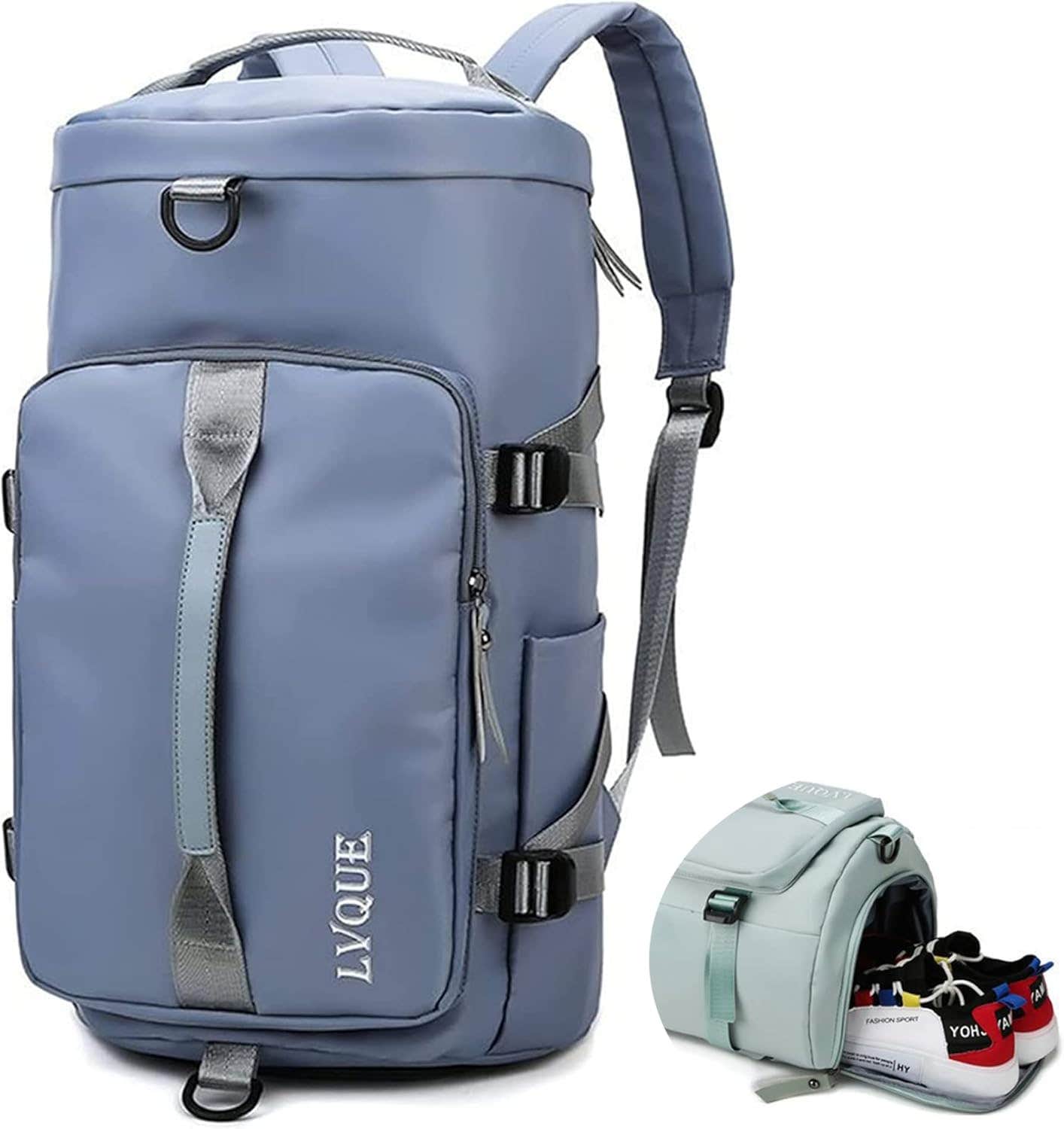 Lvque Shoe Compartment Oxford Casual Backpack - Blue