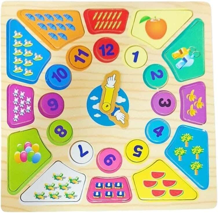 Alsafwa W17-5 Counting Clock Puzzle Game Time and Calculation - Multicolor