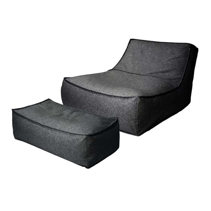 Lizzy bean bag + table, Sabia material, 80 x 70 x 85 cm - black