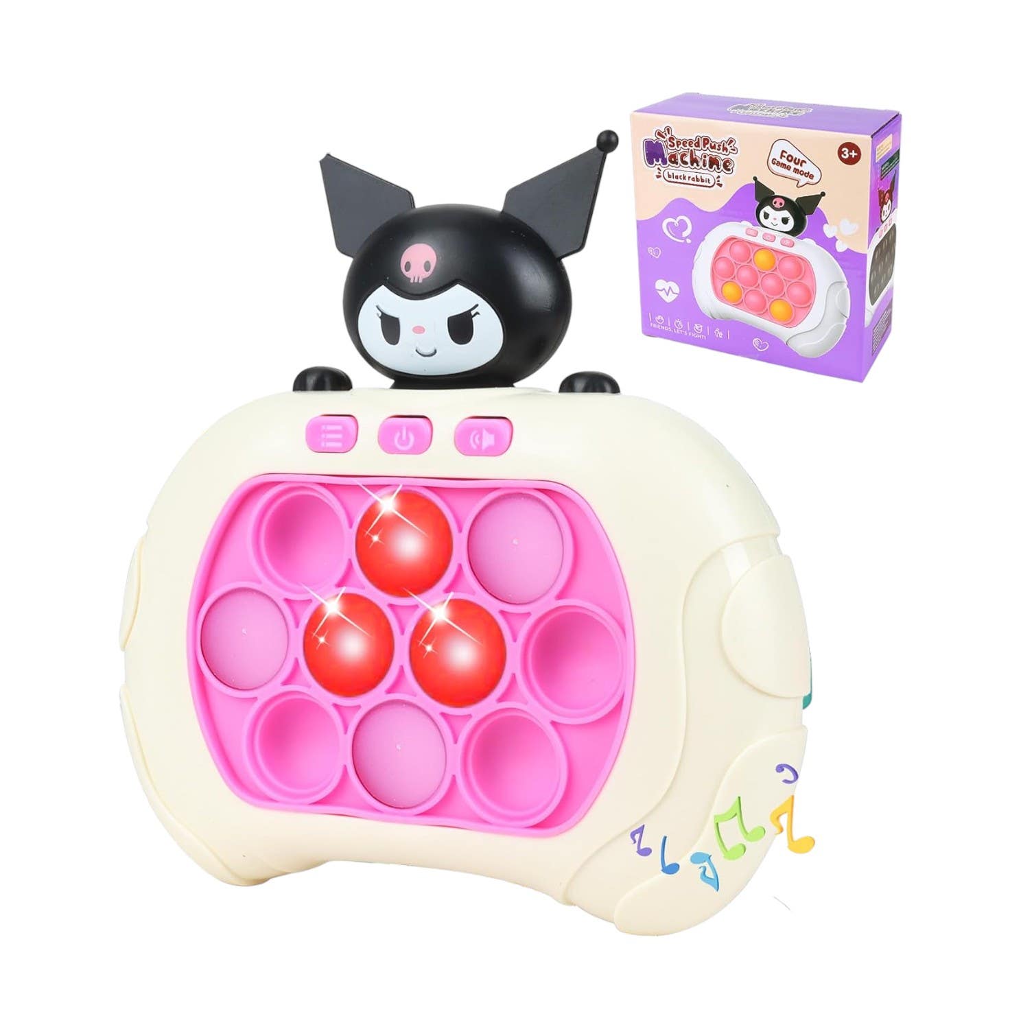 Guboom Light Up Design Quick Push Bubble Game - White Pink