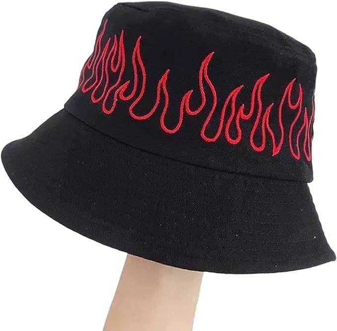 Flame Design Bucket Hat - Black