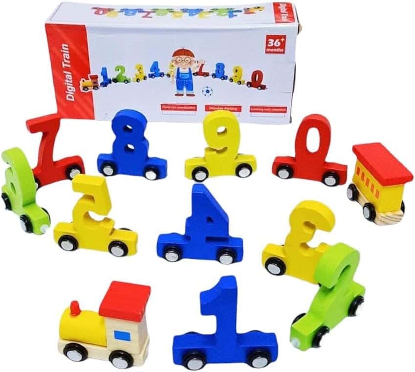 Alsafwa W15-31 Large Wooden English Numbers Train Skill and Intelligence Development Toys - Multicolor
