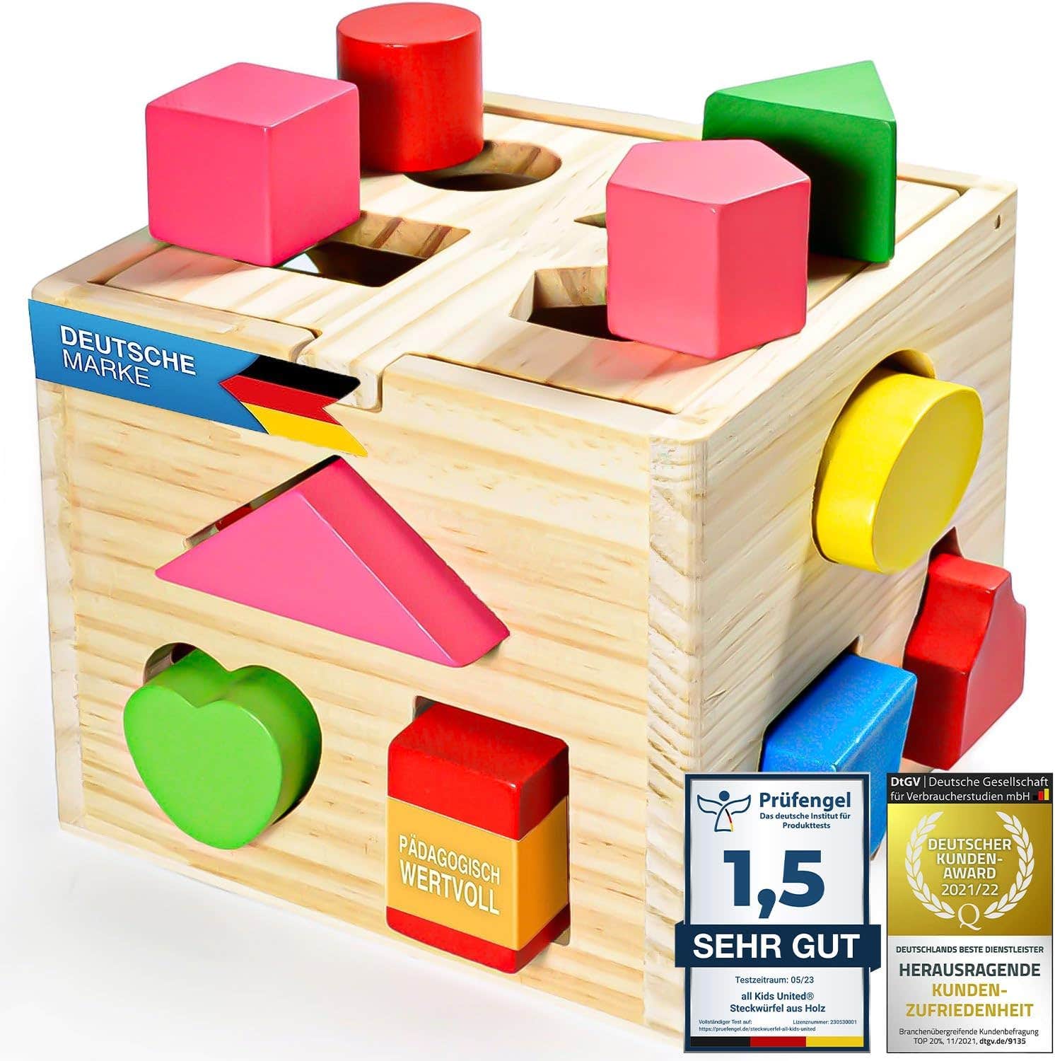All Kids United Educational Design Wooden Cube Puzzle Box - Multicolor
