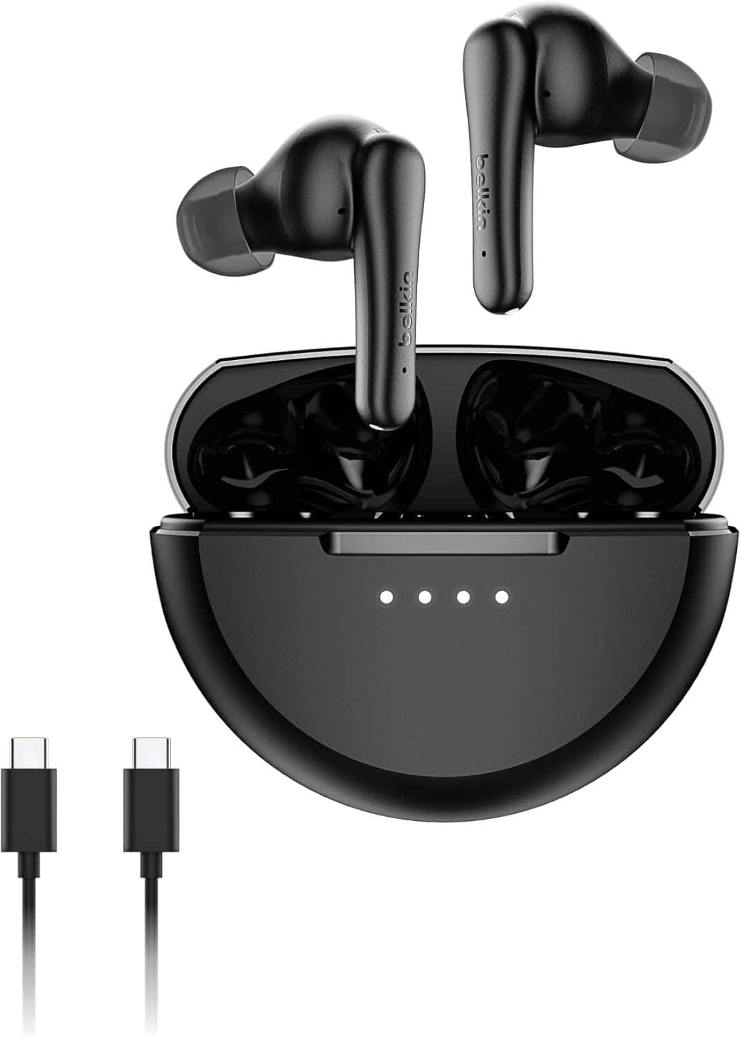 Belkin AirPods, Water Resistant, Fast Charging, Type-C, Bluetooth, Noise Cancelling - Black