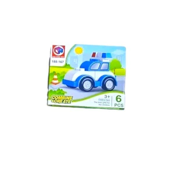 Alsafwa W54-12-1 Police Car Building Blocks Toy for Unisex Children, 6 Pieces - Multicolor