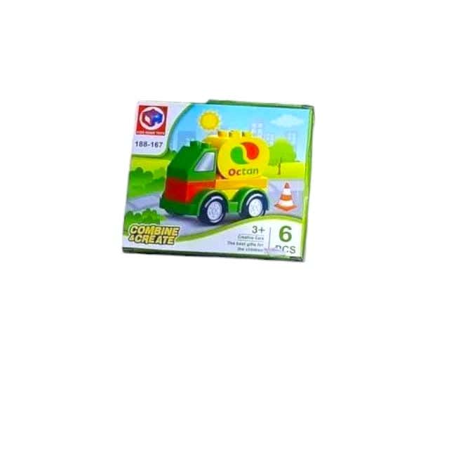 Alsafwa W54-12-2 Garbage Truck Building Blocks for Unisex Children, 6 Pieces - Multicolor