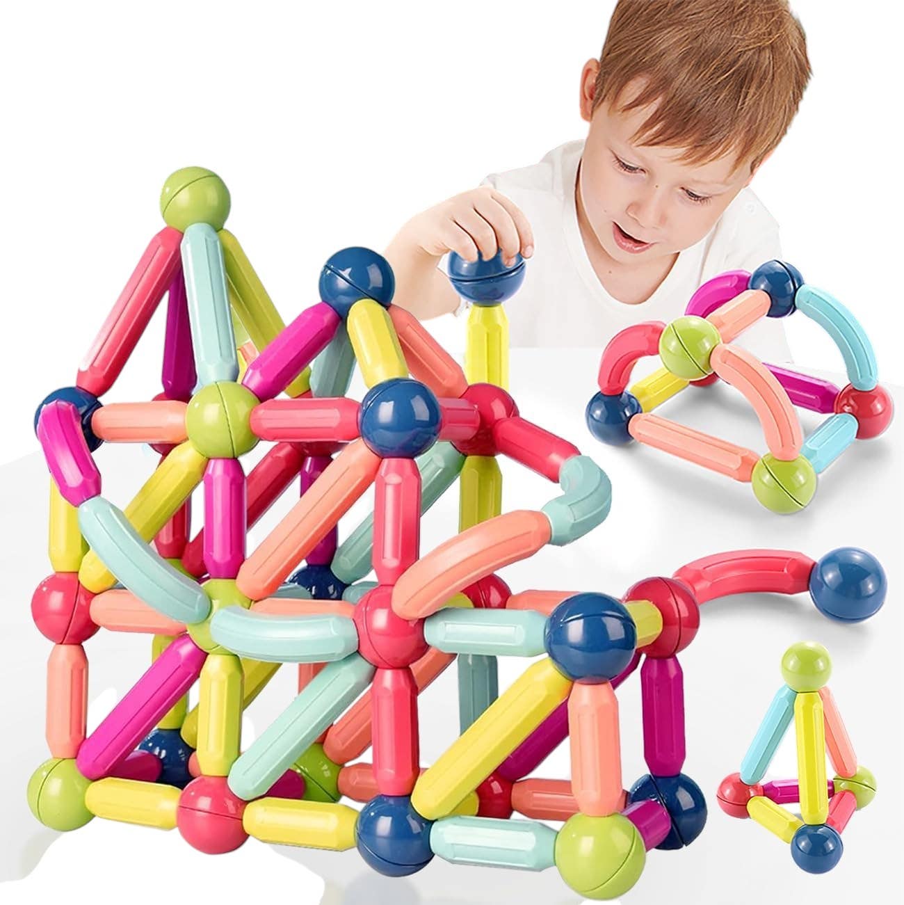 Rousky Magnetic Balls and Rods Set, 88 Pieces - Multicolor
