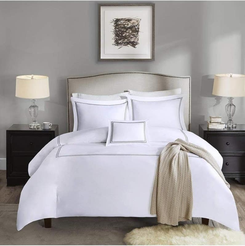 Flat Cotton Bedding Set, King Plus Size, 4 Pieces - Multicolor