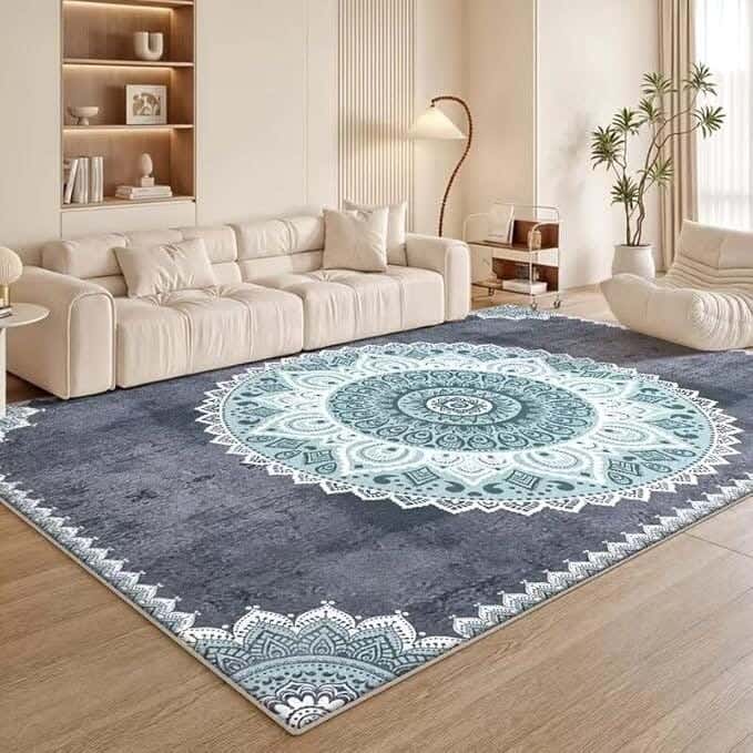 Line Sleep Dots Fabric Carpet protector, 160x250 cm - Multicolor