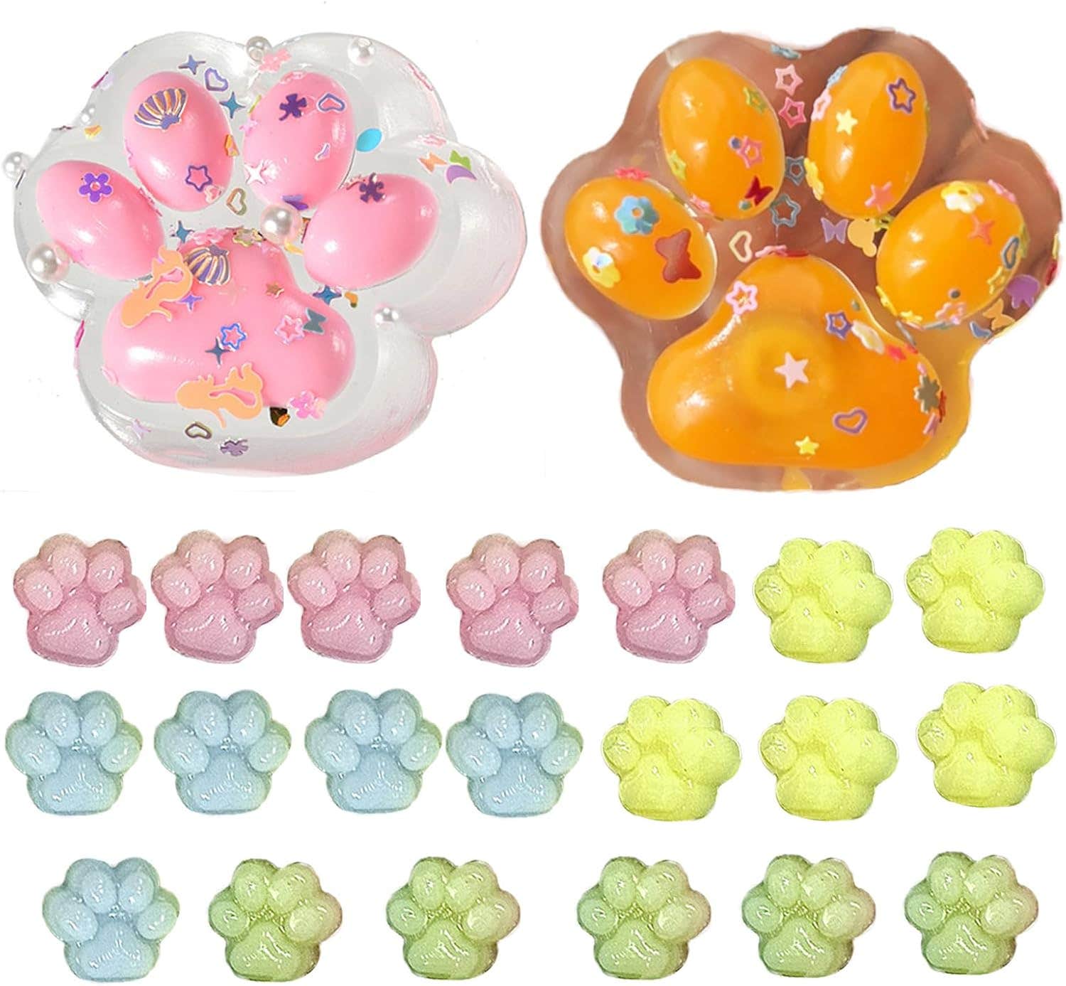 Cprnqy Stress Relief Design Silicone Cat Paw Squishies, 22 Pieces - Multicolor
