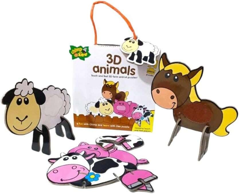 Alsafwa W52-1 3D Animal Shapes Puzzle, 4 Pieces - Multicolor