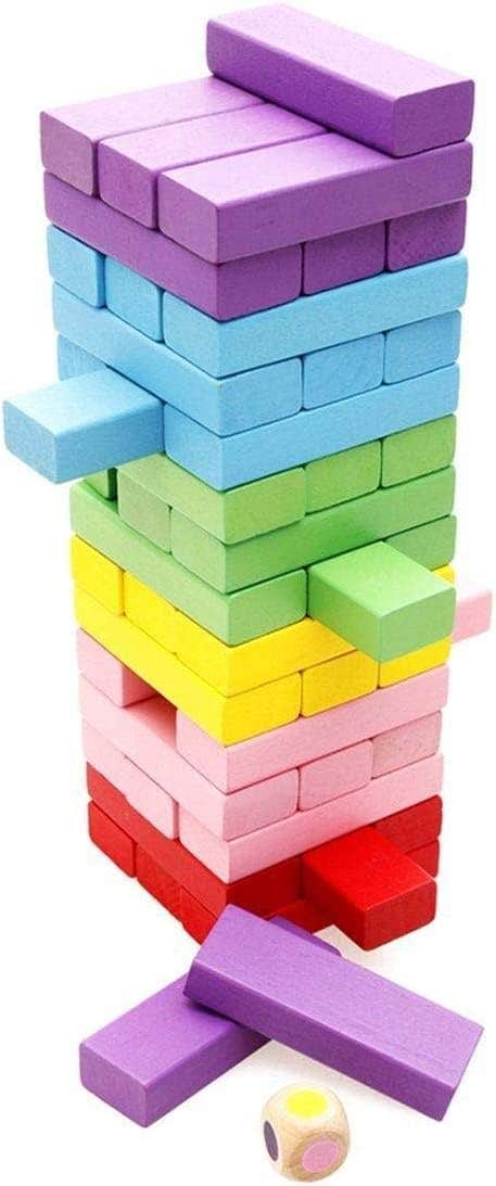 Fitto Educational Design Wooden Tumbling Blocks, 51 Pieces - Multicolor