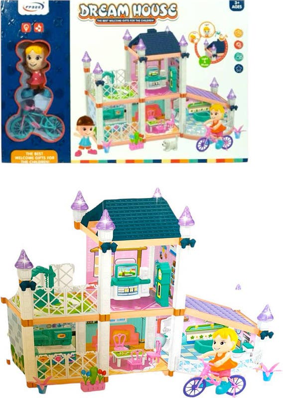 Alsafwa W61-62 Sound & Light Plastic Dream House, 120 Pieces - Multicolor