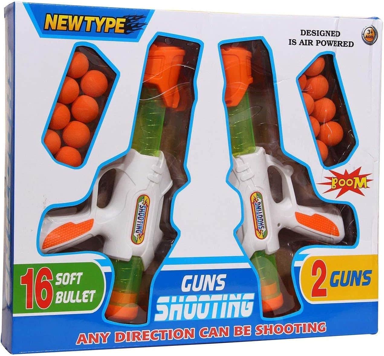 Soft Bullets Design Ball Guns, 16 Pieces - Multicolor