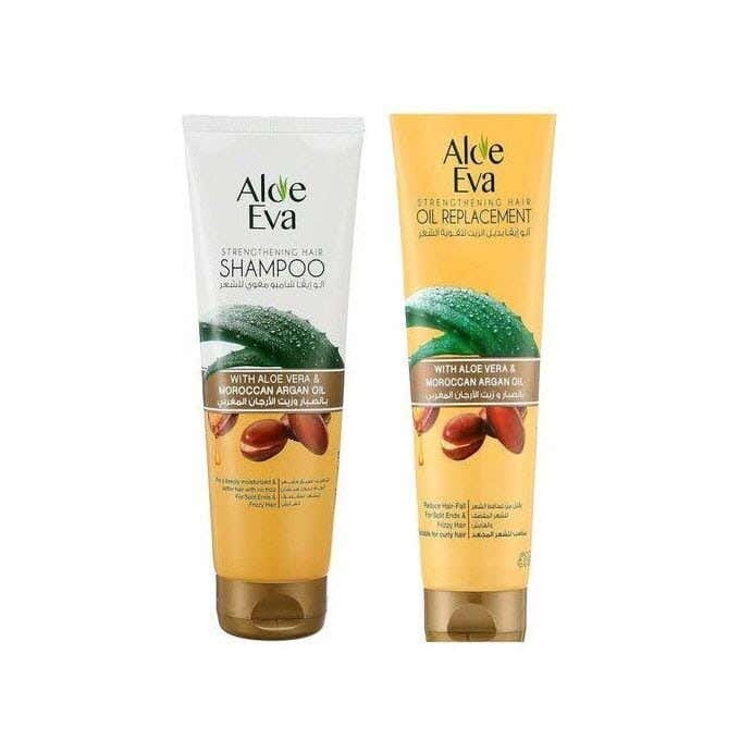 Aloe Eva Shampoo With Aloe Vera & Moroccan Argan Oil + Hair Oil Replacement 480 Ml