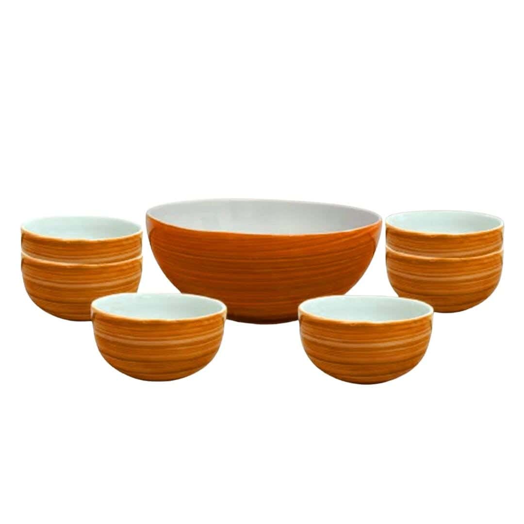 Porcelain soup bowl set, 7 pieces - Orange