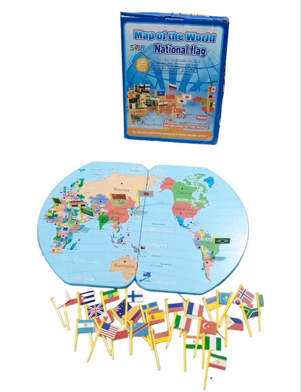 Alsafwa W57-7 Country Flags Map Toy for Unisex Children - Multicolor