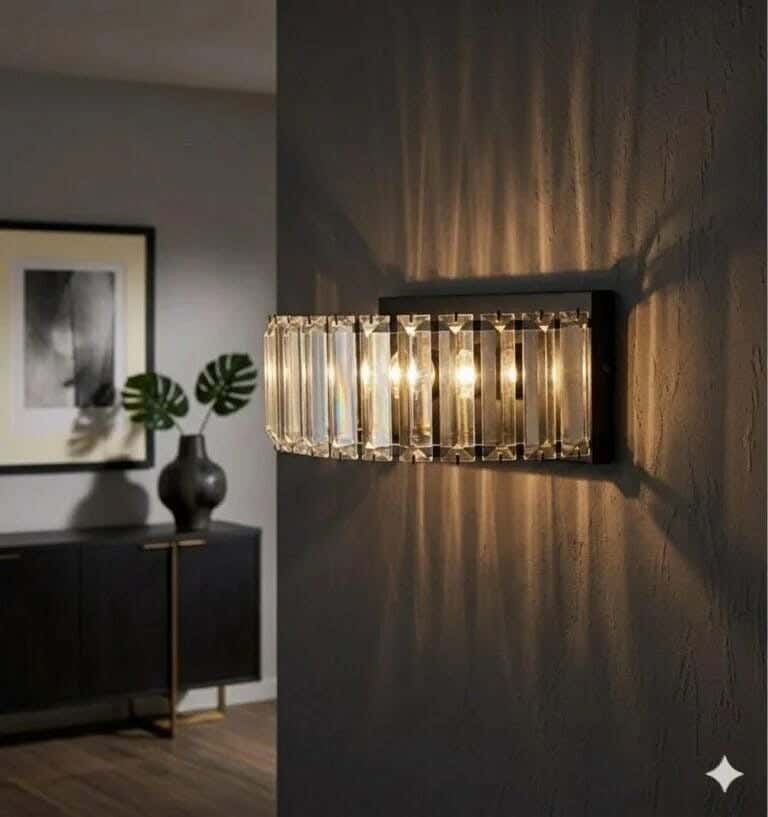 Joky Metal × Crystal Wall Sconce, 25 × 20 cm - Black