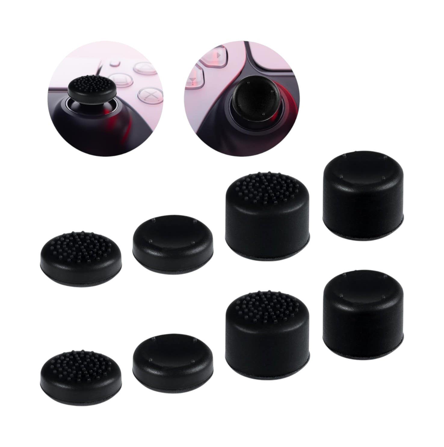 Lasuroa Silicone Controller Thumb Grips Caps for PlayStation, Xbox One, 8 Pieces - Black