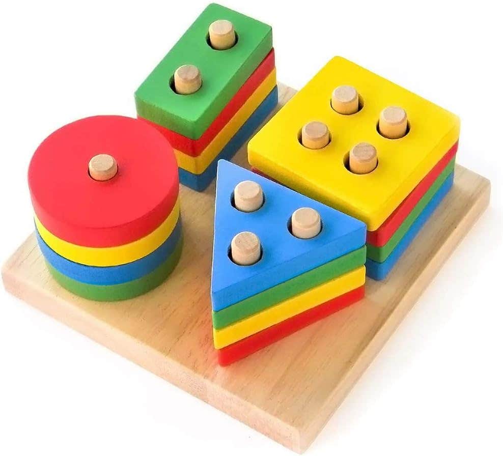 Nicoseewonder Eco-Friendly Design Wooden Stacking Toys - Multicolor