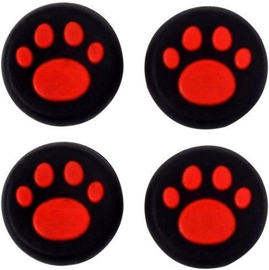Melody Sophia Silicone Controller Thumb Grips Caps for PlayStation, Xbox One, 4 Pieces - Red Black
