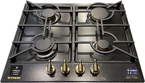 Fresh HFR60CMGC Rustic Built-in Gas Cooker, 4 Burners, 60 cm - Black