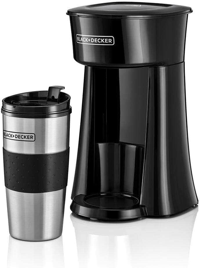 Black & Decker DCT10-B5 Coffee Machine, 650 Watts, Travel Mug - Black