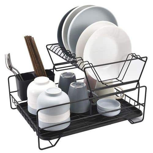 Two-tier metal kitchen, 50x25x40 cm - black