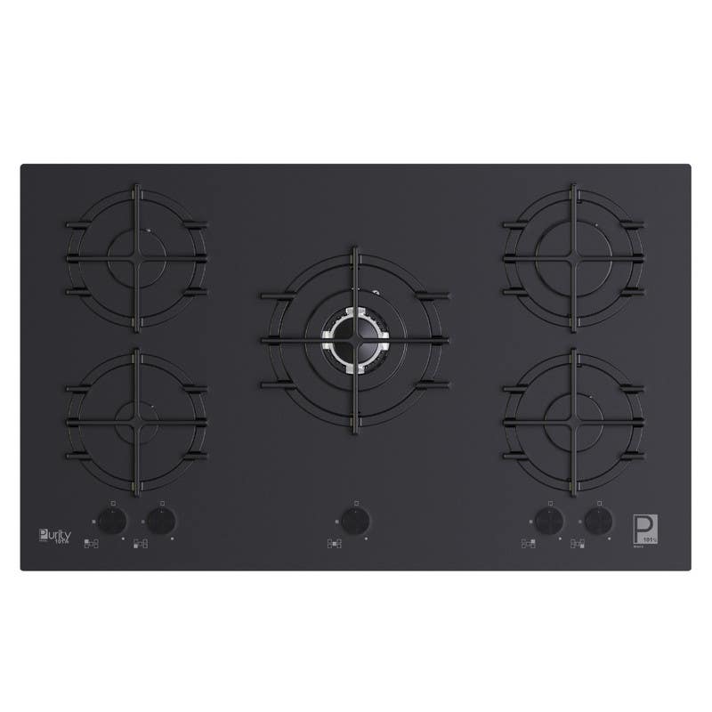 Purity HPT911 MAT-BL Built-in Gas Hob, 87x52x5 cm, 5 Burner - Black