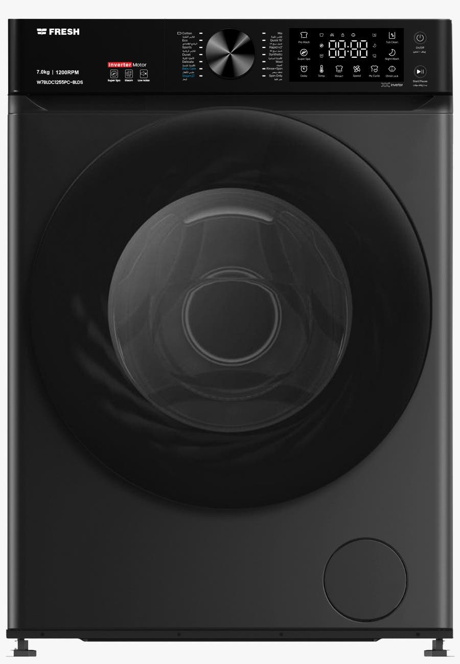 Fresh Fully Automatic Inverter Washing Machine, 7 kg, BLDS 23158 - Black