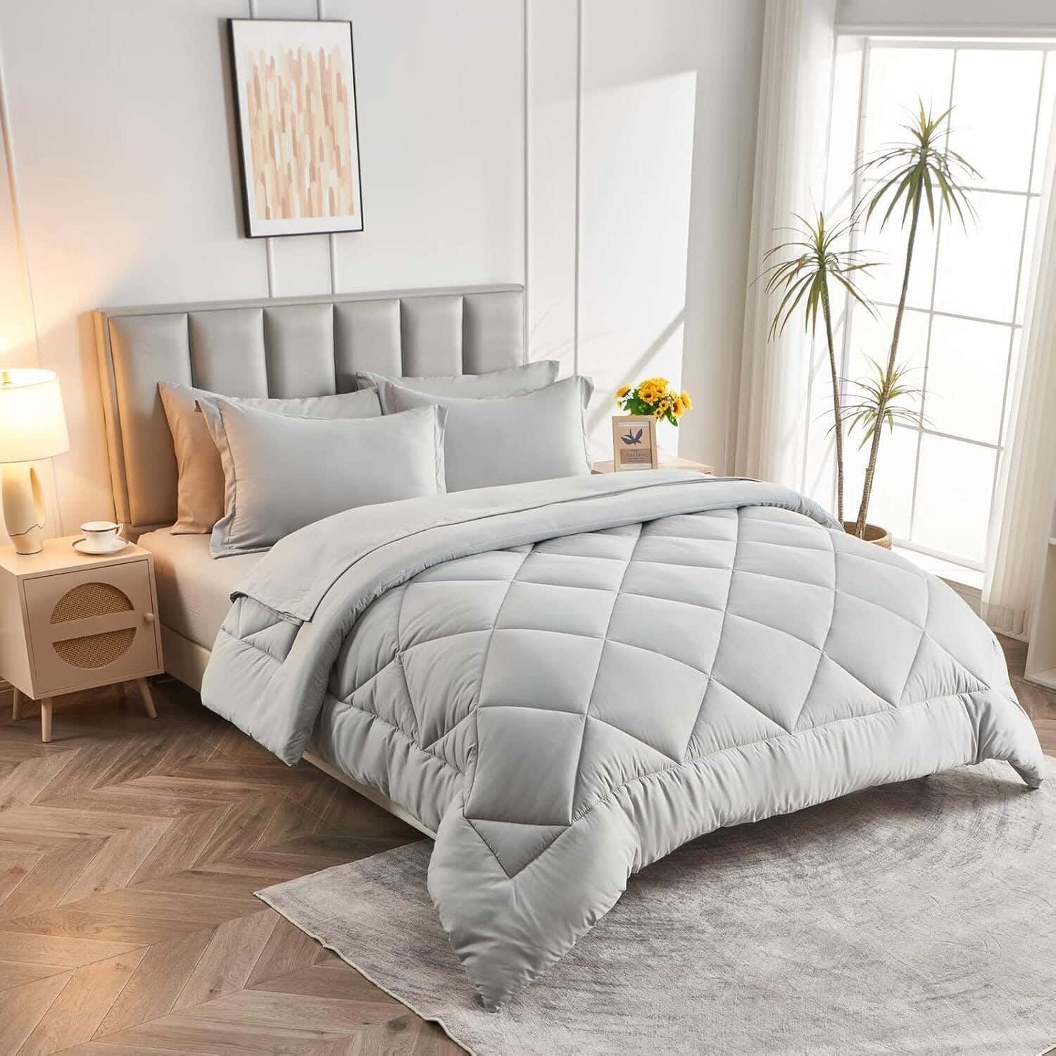 Almira Mattress Hotel-Quality Duvet – Fibersoft Down-Alternative Filling (300 GSM), 240×220 cm – Grey