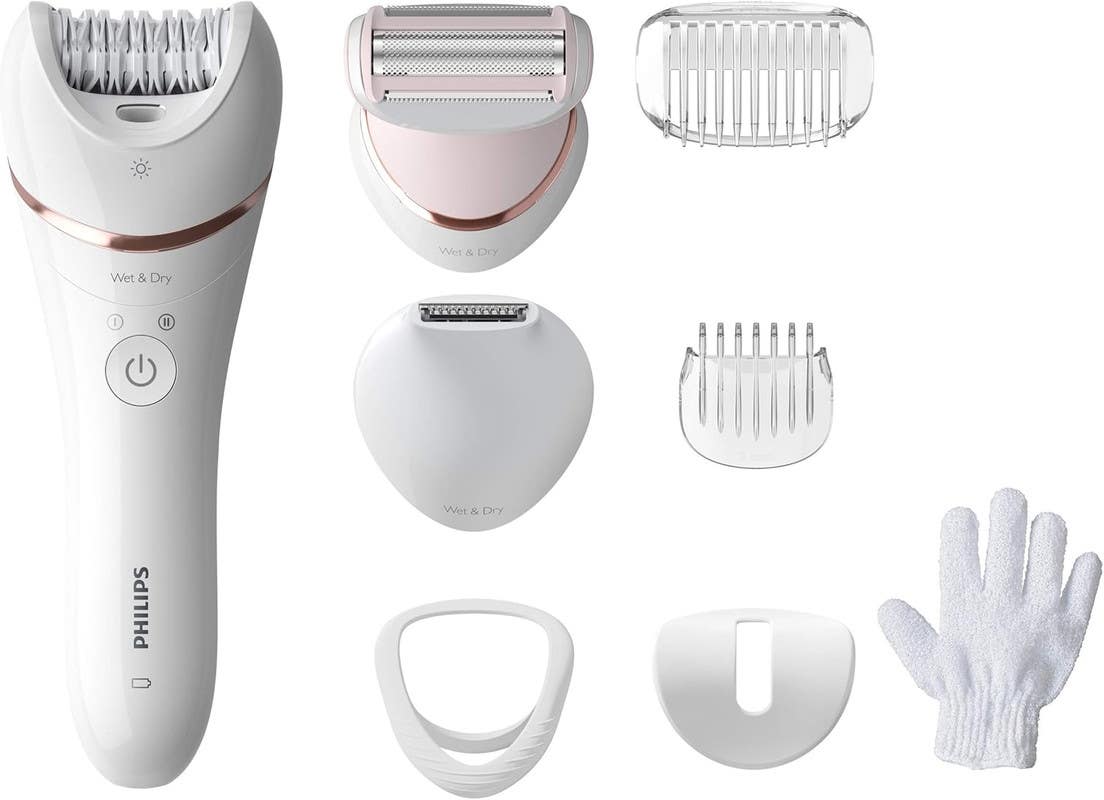 Philips BRE720/01 Women Hair Removal Machine, 8 Accessories - White