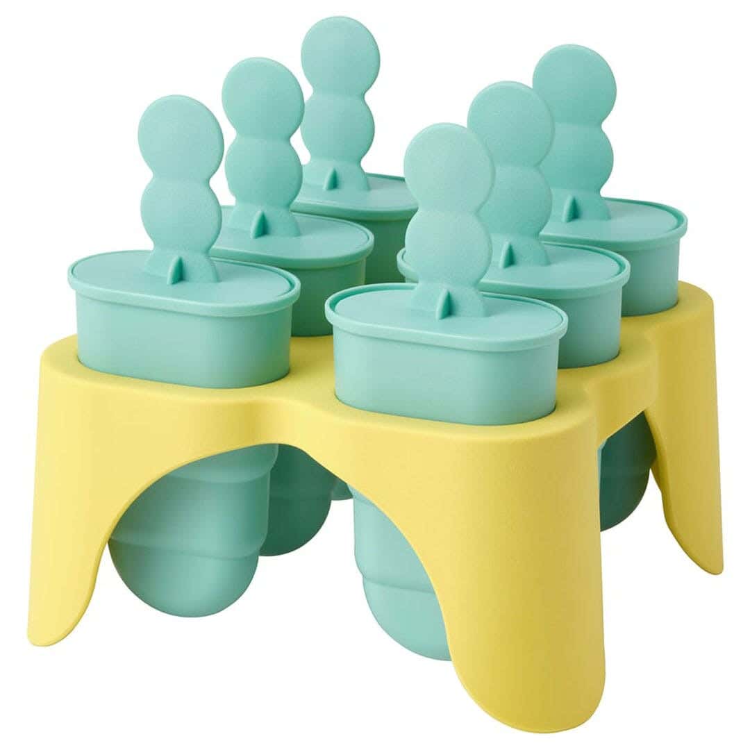 Ice cream mold, 6 pieces, plastic - turquoise yellow
